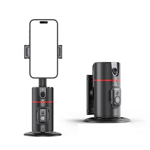 Camidy Auto Face Tracking Phone Holder with Remote 360°Rotation Desktop Phone Holder No App Required Auto Face Tracking Tripod Phone Stabilizer