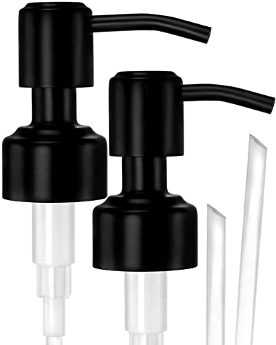 JASAI Seifenspender aus 304 Edelstahl, rostfrei, schwarze Satin-Seifenspender, Pumpe für normale Öffnung, 2 Stück Cover