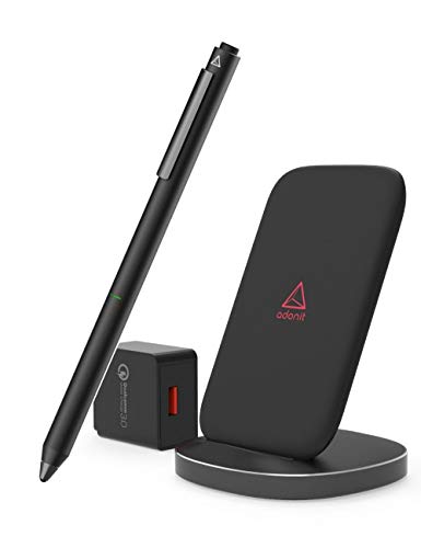 Adonit Dash 3 Capacitive Fine Point Stylus, 10W Wireless Charging Stand (Black)