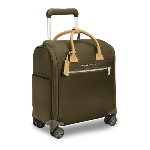 Briggs & Riley Wheeled Cabin Bag - Carry On Luggage for Travel, Suitcases with Wheels, Softside Rolling Bag for Men & Women, Interlocking Handle, Fits up to 13' Laptop - Rhapsody Collection, Olive