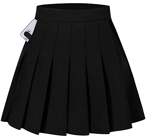 SANGTREE Women Girls Pleated Skirts with Shorts, Elastic Waist Uniform Plus Size Tennis Casual Skirt, 2 Years - US 4XL