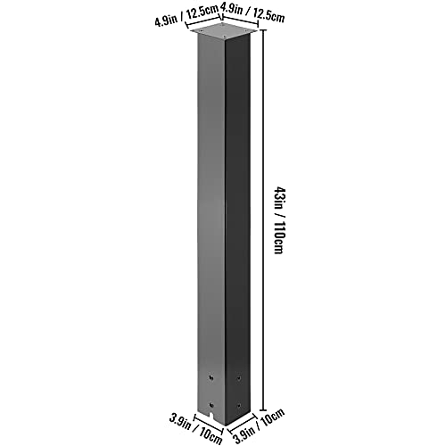 Vevor Mailbox Post, 43" High Mailbox Stand, Black Powder-Coated Mail Box Post Kit, Q235 Steel Post Stand Surface Mount Post For Sidewalk And Street Curbside, Universal Mail Post For Outdoor Mailbox #TOP7