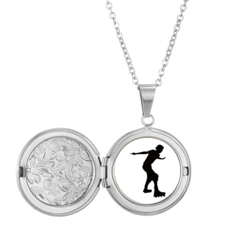 Collier patinage à roulettes médaillon noir : idée cadeau anniversaire originale