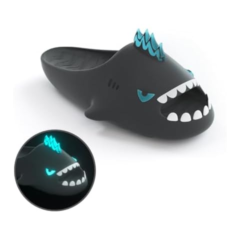 Hello Slippers Sharkicks Pro Nuclear Kaiju Shark Slides Sandals, Super Soft Eco-friendly EVA Material Cloud Shoes for Women and Men Indoor & Outdoor (Black EU 44-45) Cover