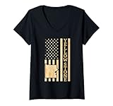 donna yellowstone national park mappa american usa bandiera maglietta con collo a v