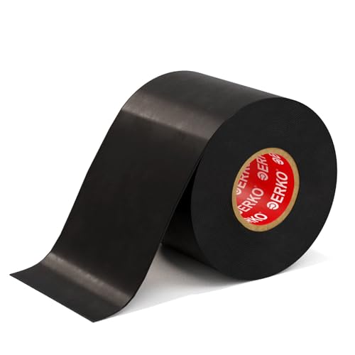 ERKO Cinta aislante negra de 50 mm x 33 m, cinta aislante eléctrica fuerte para el hogar, taller e industria