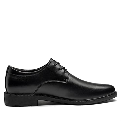 Dress Oxford Shoes for Men Lace Up Height Increasing Elevator Leather Derby Shoes 2.3 Inches Taller Slip Resistant Rubber Sole Low Top Block Heel(Black,10 M US)4