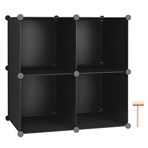 C&AHOME Cube Storage Organizer, 4-Cube Shelves Units, Closet Cabinet, DIY Plastic Modular Book
