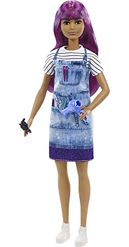 Barbie GTW36 - Haartylistin-Puppe (ca. 30 cm), lila Haare, Zubehör, tolles Geschenk für Kinder ab 3 Jahren