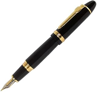 Zoohot Jinhao 159 Fountain Pen Black Lacquer Gold Trim,Golden