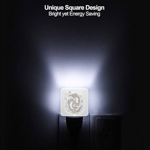 Image of LED Night Light,Funny Couple Otter LED Night Light Plug into Wall with Dusk to Dawn Light Sensor White Energy Efficient Nightlight for Bedroom Bathroom Hallway Living Room Kitchen