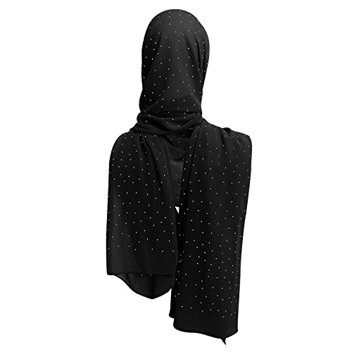 OBEEII Women Chiffon Rhinestone Scarf Muslim Hijab Long Head Wrap Scarves3