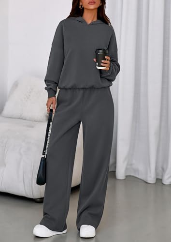Image of PRETTYGARDEN Womens Sweatsuits 2 Piece Set 2026 Casual Winter Long Sleeve Hoodie Loose Wide Leg Sweatpants Fall Tracksuit