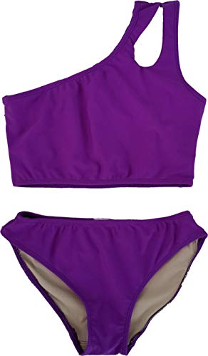 Image of Cheryl Creations Kids Girl's Black Cute & Comfortable Two Piece One Shoulder Bathing Suit Bikini | Swimsuit