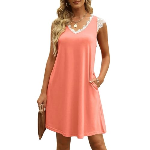 Robe d'été femme col en v en dentelle décontractée chic AMN22032601 - 5