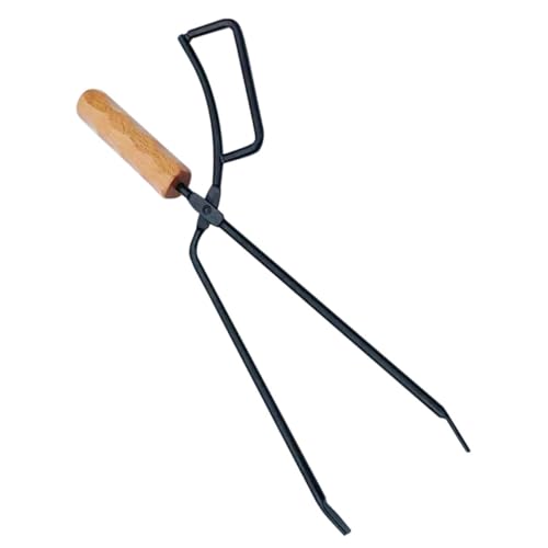 Yardenfun Pinza Per Carbonella Da Esterno Manico in Legno Antiscottatura, Pinze Per Braciere Allargate e Resistenti Per Barbecue e Campeggio, Attrezzi Multiuso Per Presa Sicura Della Legna