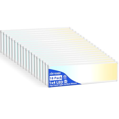 Image of AIKVSXER 18Pack 1x4 LED Flat Panel Light, 6500LM Ultra-Bright, 30-50W White