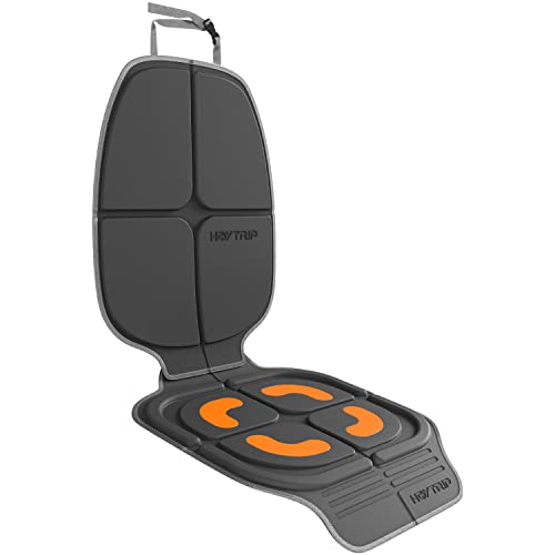 Image of HEYTRIP Car Seat Protector, Rear-Facing/Forward Facing, for 0~12 Years Old Children, Waterproof, Easy Cleanup, Non-Slip, Fit Most Car Seats(Dark Grey Orange)