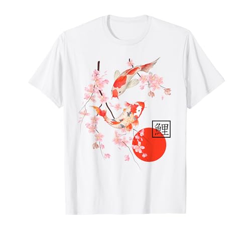 Cherry Blossom Koi Carpe Fish Japanese Sakura Art Graphique T-Shirt