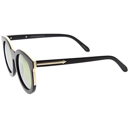zeroUV Women's Fashion Oversized Flash Mirrored Flat Lens Round Sunglasses 64mm3