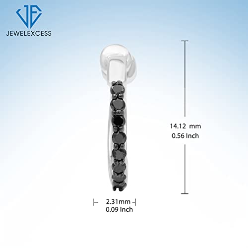 Sterling-Silver-Ear-Cuffs-for-Women-Non-Piercing–110-Carat-Black-Diamond-Ear-Cuff-with-Hinged-Hoop-Comfort-Clasps–Silver-Ear-Cuff-Earring-by-JEWELEXCESS