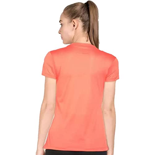 Image of Nike Women Polyester Regular Fit Solid Round Neck Orange T-Shirt