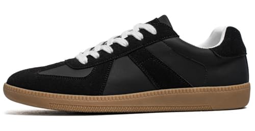 Fashion Sneakers，Breathable Running Casual Board Shoes， Leather Lace Up Retro Sneakers，Lightweight Comfort Walking Footwear for Women Men