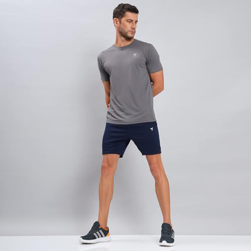 Image of TECHNOSPORT Men's 100% Polyester Slim Fit Solid Short Sleeve T-Shirt for Gym, Workout, Sports and Regular Use - Pack of 2
