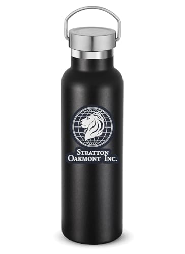 Stratton Oakmont Inc Company - Botella de agua de acero inoxidable con aislamiento al vacío, doble pared, color negro