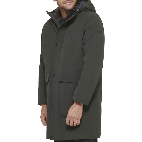 Image of DKNY Men's Water Resistant Hooded Logo Parka Jacket