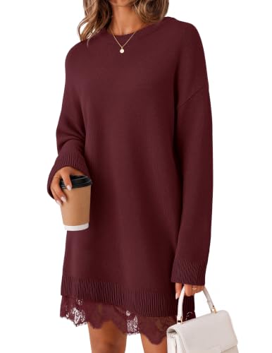 sweater dress women - wine