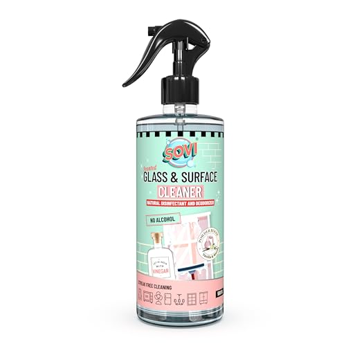 Image of SOVI Glass & Surface Cleaner - Powder Room Fragrance | Alcohol-Free, Vinegar-Powered Formula for Streak-Free Shine|Removes Dust | Safe for Windows, Mirrors & All Surfaces | 500ml