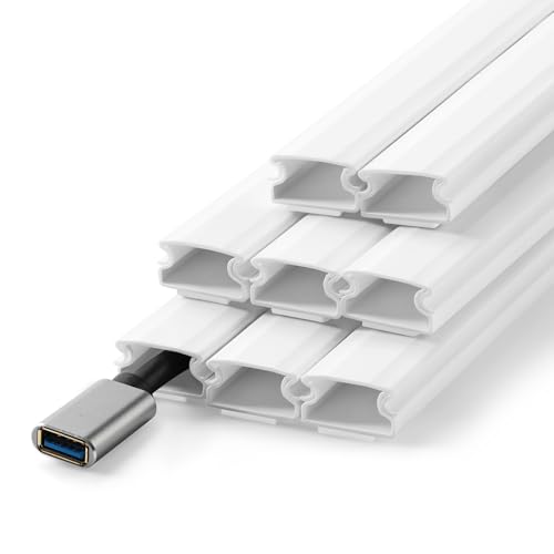 136in Cord Hider for Wall Mount TV, White Wire Covers for 1 Mini Cords, YCLYC 8Pack Cable Hider Kit, Paintable Power Wall Cord Cover, Wire Hiders for TV on Wall Cable Raceway - L17in W0.6in H0.36in