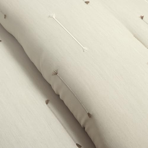 Image of Lush Decor Boho Stripe Clip Woven Textured Jacquard Comforter 3 Piece Set King /California King Neutral & Brown - Neutral Bedding Set King Comforter