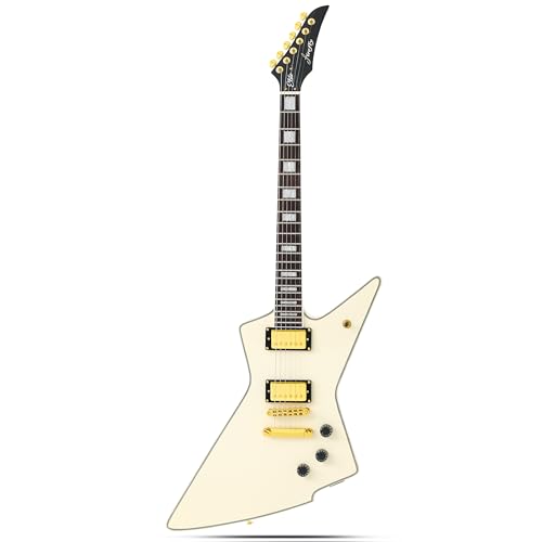 Firefly FFLX Solid Body Electric Guitar,Mahogany Guitar body,Stainless steel and ball end frets,rosewood fretboard(Cream).