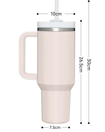 Image of Akatsuki 1200ML Stainless Steel Tumbler Hot and Cold with Handle and Lid and 2 Straws, Double Insulated Cup Leak Proof Mug Cupholder for Gym, Travelling (Black)