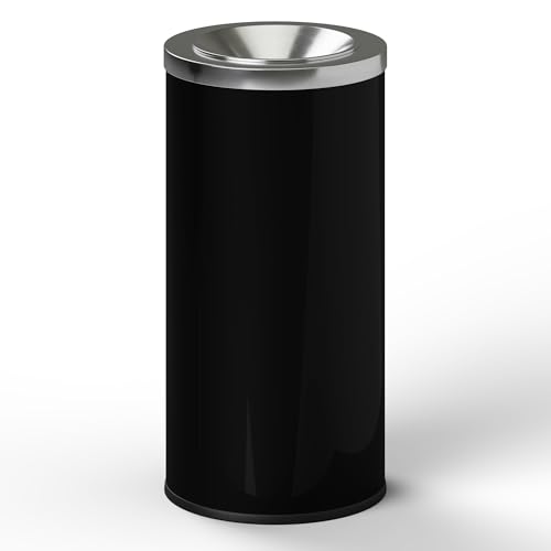 Caneca de basura negra decorativa de acero redonda 15 gal miniatura 3