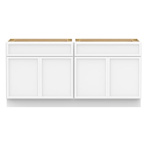 Vanity Art 66 Inch Bathroom Vanity Base Cabinet Double Sink Top (Without Sink), Soft Closing Door, Storage Unassembled Cabinet, White, 2ea 33 Inch Cabinet Combo