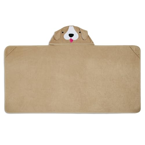 Image of Delta Children Kids Hooded Bath Towel with Pockets - Super Soft and Absorbent- Great Gift for Boys and Girls, Tan Dog