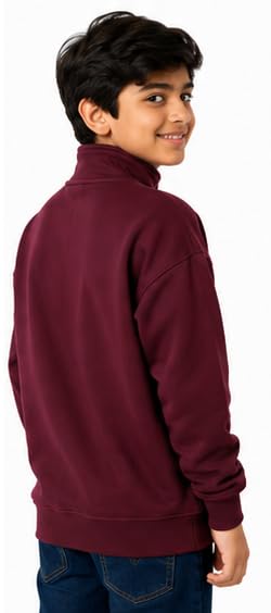 Image of T2F Boys Cotton High Neck Oversized Fit DropShoulder Sweatshirt