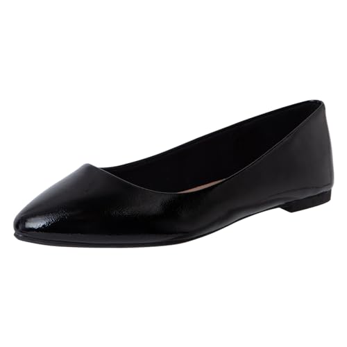Lower East Side by Payless Women's Black Patent Cami Point Dress Casual Flats 5 Medium