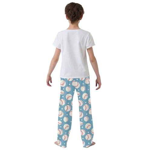 ALAZA White Polka Dot Baseball Ball Pajama Pants Long Sleep Pant Pajama Bottoms Elastic Waist with Pockets3