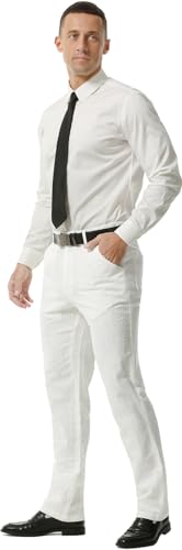 Hoerev Men's Linen Cotton Pants, Casual Business Style,4-Pocket Design,Copper Zip3