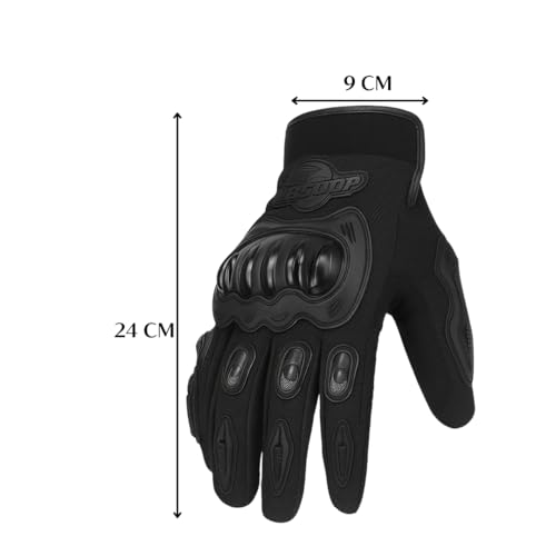 Image of AUTOPOWERZ Black Full Finger Motorcycle Gloves | Racing Style | Touch Recognition Outdoor Gloves for Biking, Cycling & Driving | All Season Protective Riding Gear | XL Size (Pack of 1 Set)