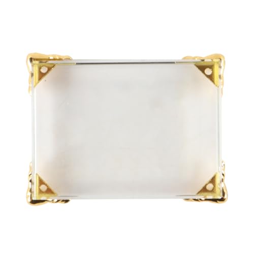 CENPEK Base de cristal transparente cuadrada con patas de soporte de metal. Base de exhibición creativa para esculturas, trofeos, joyas, objetos de colección y artefactos.