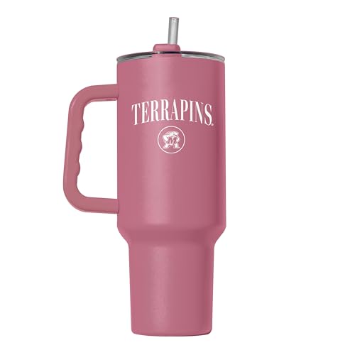Image of Logo Brands NCAA Maryland Terrapins Berry 40 oz Tumbler with Handle - Stylish Everyday Use Powder Coated-Stainless Steel with Straw- Keeps Cold For Hours