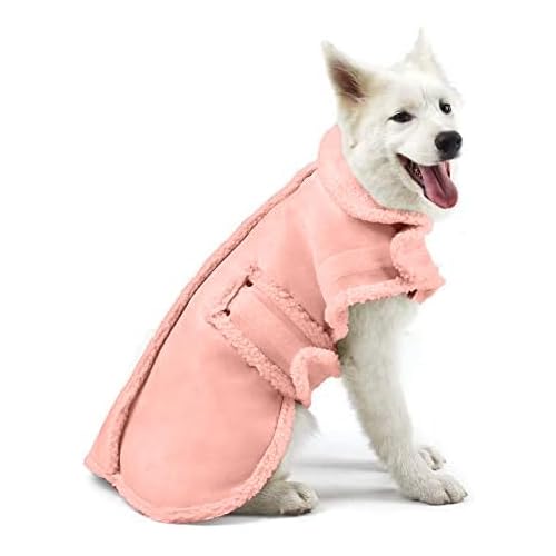 Dog Winter Jacket, Warm Windproof Dog Coat Sweaters for Small Dogs, Thick Apparelf Fleece Coat for Medium Large Dog (Pink Large) pink Large(30.8lb-41.9lb)