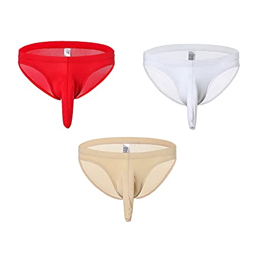 COMLIFE Men's Underwear Briefs Low Rise Bulge Pouch Silk Triangle Briefs