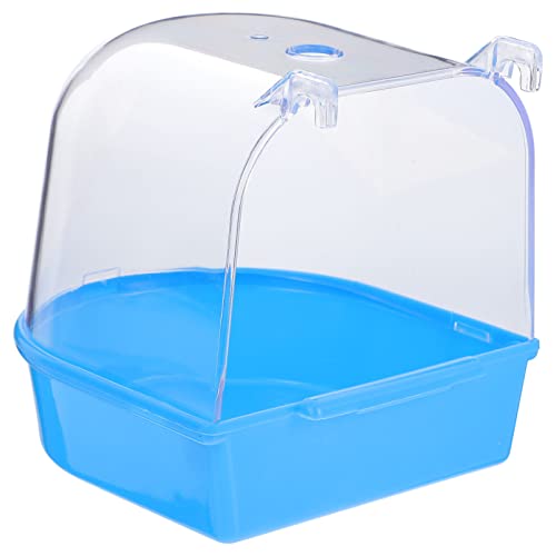 UKCOCO Plastic Parrot Bathtub Covered Bird Bath Bird Bath Cage for Small Canary Blue Bowl