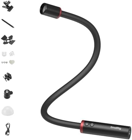 SMALLRIG RM03 IP54 Makrofotografie LED Licht, Einstellbarer Abstrahlwinkel | 5 Farbe CRI 95 TLCI 92, Makro-Armlicht für Kamera mit Cold Shoe Adapter, Klemme, Diffusor, Torblende, I